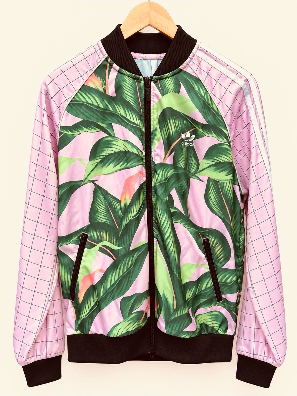 Adidas Originals x Farm Rio “Palm Leaf” tropical grid track jacket